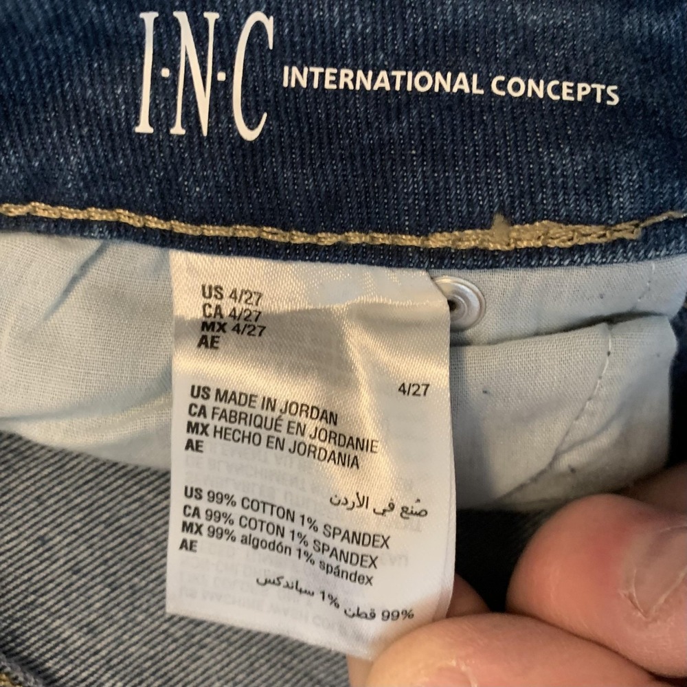 INC International Concepts Jeans‎ Womens 4/27 Blue Mid Rise Straight Distressed - Picture 3 of 12